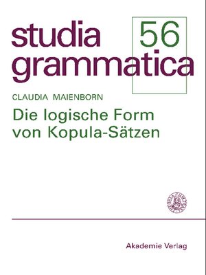 cover image of Die logische Form von Kopula-Sätzen